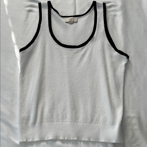 LOFT Outlet White/Black Lightweight Sweater Tank - Picture 1 of 4